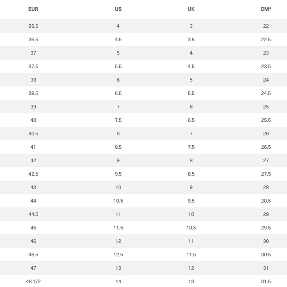 Puma férfi cipő mérettáblázat